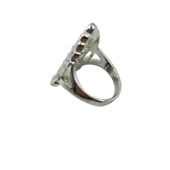 Vintage Silver-tone Rhinestone Filigree Ring Size 7.25 - Picture 4 of 15